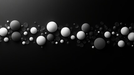 Poster - Monochrome spheres on a black background, abstract 3d art concept