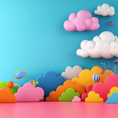 Canvas Print - Bright 3D Cloud Design for Multi-service Applications