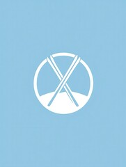 Poster - A clean logo showcases a pair of skis, symbolizing winter sports excitement in an elegant design against a light blue background. Generative AI