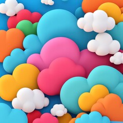 Canvas Print - Abstract Hybrid Cloud Design with Colorful Elements