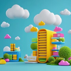 Poster - Colorful 3D Cloud Architecture Design Concept