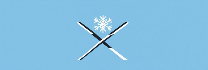 Poster - A creative logo features a snowflake symbol combined with ski poles, representing winter sports and the excitement of the snowy season. Generative AI