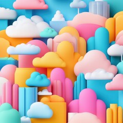 Poster - Colorful 3D Clouds and Structures in Modern Design