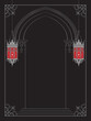 © croisy - Gothic arch with lanterns gothic postcard, poster or book cover design element vector illustration