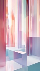 Poster - Abstract pastel geometric structures with glass-like texture