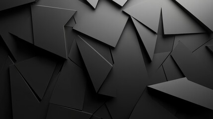Poster - High-resolution abstract background of geometric lines forming overlapping triangles, set in monochrome for a sleek and futuristic aesthetic.