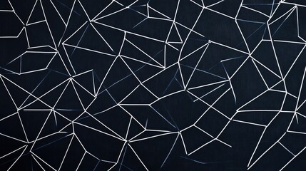 Poster - Minimalist geometric lines in white on a dark navy background, forming a series of interconnected triangles for a sleek and modern design.