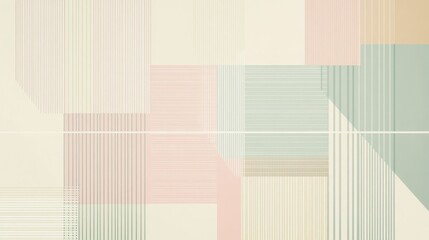 Poster - Minimalistic geometric lines pattern with evenly spaced horizontal and vertical lines in soft pastel colors, offering a calming and modern aesthetic.