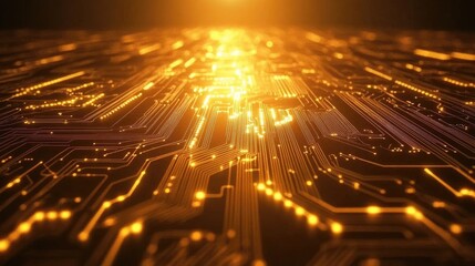 Poster - A glowing circuit board with lines of light streaming across, symbolizing the flow of information in the digital age.