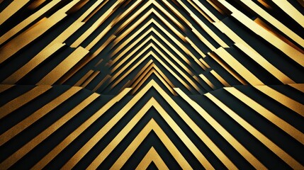 Poster - A sleek geometric lines pattern in gold and black, forming a luxurious and elegant background with sharp, precise angles that catch the eye.