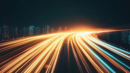 Poster - abstract lines of light streaming across a dark background, representing high-speed data transfer in