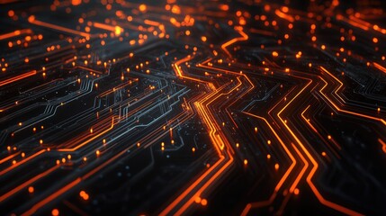 Poster - Abstract tech design with swirling lines, data points, and glowing circuits, offering a visually striking background for technology projects.