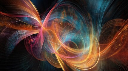 Poster - An abstract display of swirling digital lines, representing the complexity and beauty of modern technology systems.