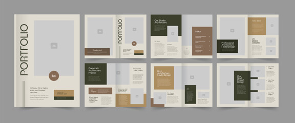 Wall Mural - modern architecture portfolio, photographer portfolio layout template, interior portfolio brochure d