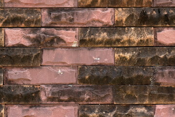 The set of pictures on the wall has dirty black stains.