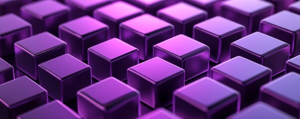 Poster - Abstract purple 3d cubes pattern, futuristic design concept