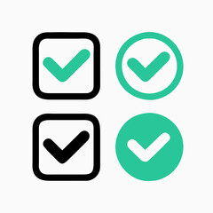 Poster - Set of Check Marks in Square and Circle Designs.