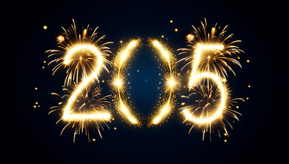 new year text accompanied bright gold fireworks night sky