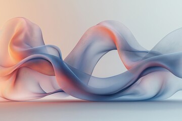 Poster - Ethereal flow of translucent fabric waves softly illuminated in warm and cool tones