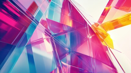 Poster - Abstract Geometric Structure with Prismatic Colors