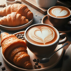 butter croissants mit kaffee