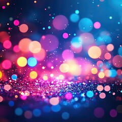 Wall Mural - A vivid background featuring colorful bokeh lights set against a dreamy, blurred backdrop for artistic or festive themes.