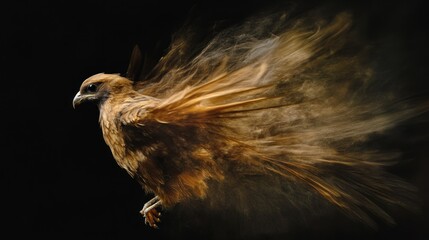 Canvas Print - A Golden Eagle in Flight with Motion Blur, Black Background