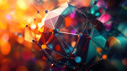 Poster - Abstract representation of interconnected geometric shapes and vibrant colors.