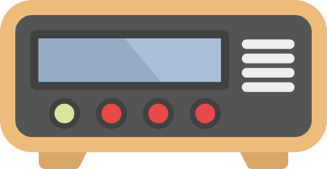 Poster - vintage radio receiver with buttons and an antenna, bringing the sound of music and news to listener