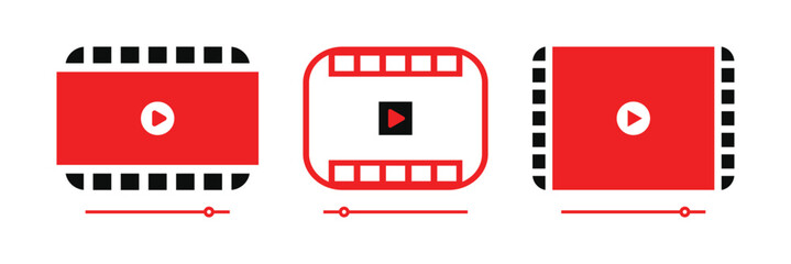 Video icon. Multimedia video player template for online cinema, video live streaming, social media interface vector. 