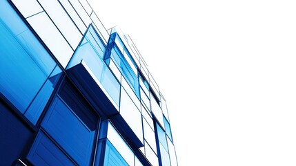 Canvas Print - Modern Building Facade with Blue Glass Panels