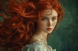 © Avve Diana  - A concept portrait of a woman with red curls flowing in a turquoise background.