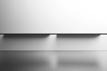Poster - Minimalist interior design featuring a sleek white wall with subtle lighting in a modern space