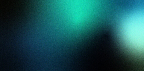 Poster - Ombre gradient with royal green and atoll color. Rough, grungy noise grain texture. Gradient banner with a grainy, textured poster header cover design. Pastel blue gradient foil shimmer background.