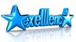 © Arti - Shiny blue excellence logo with stars and reflective surface illustration