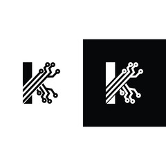 Abstract Letter K technology Logo Design Template