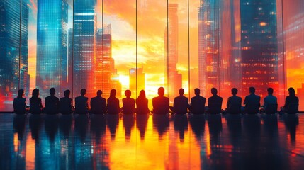 Poster - Business People Meeting Seminar Corporate Office Concept on city office building