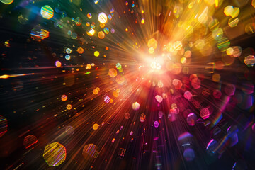 Poster - A colorful, blurry image of a light shining through a bunch of small circles