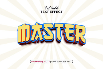 Poster - master text effect 3d curved style. editable text effect.