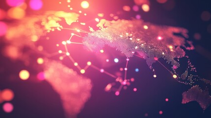 Poster - A vibrant digital representation of a global network with glowing connections and nodes.