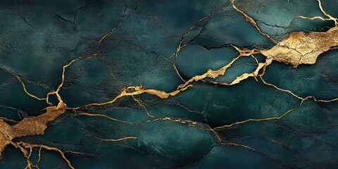 Wall Mural - Elegant navy and gold abstract marble texture for luxurious design