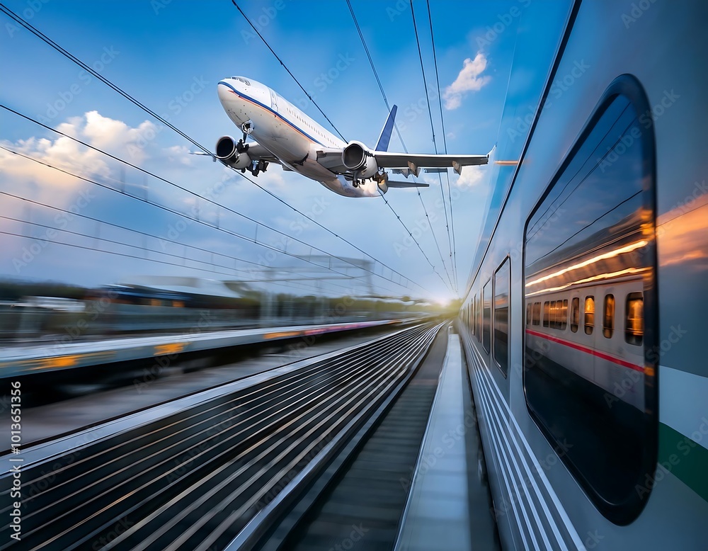 The speed of a subway train contrasts with the graceful flight of a ...