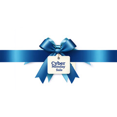 Poster - ribbon with tag cyber Monday Sale, blue color, cut out