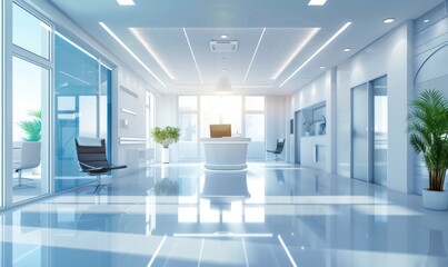 Wall Mural - a bright modern professional clinic medical space emerge with office and medical equipments all in one healthcare center concept background