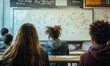 © jambulart - Students facing whiteboard with scribbled notes.