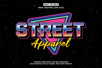 Poster - Streetwear retro vintage editable text effect for t-shirt design, urban street wear editable font vector style