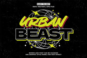 Poster - Streetwear retro vintage editable text effect for t-shirt design, urban street wear editable font vector style