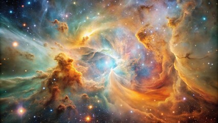 Wall Mural - golden nebula space clouds