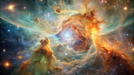 Wall Mural - golden nebula space clouds
