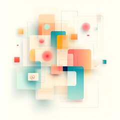 Poster - minimalist abstract digital artwork featuring a grid based pattern with clean lines and a soft paste